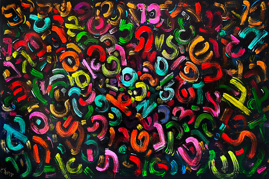 tableau d'art juif Couleur de l'hébreu Litographie Yehiel Attias
