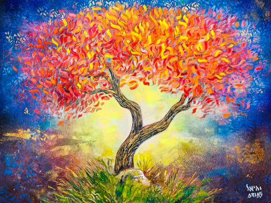 tableau d'art juif Le buisson ardent Litographie Yehiel Attias