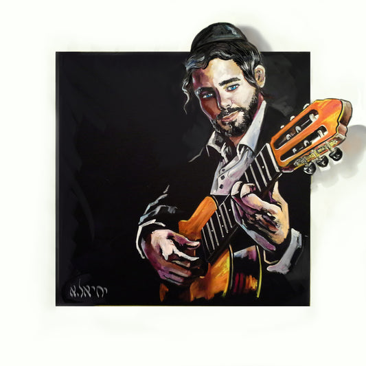 Tableau d'art juif le guitariste-Originaux Yehiel Attias