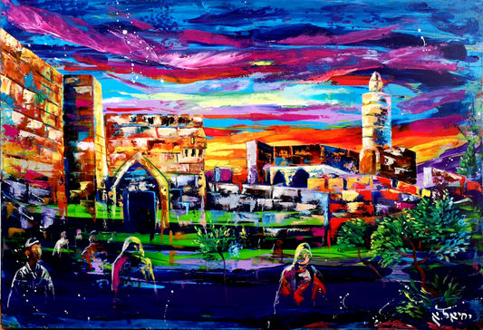Tableau d'art juif Original paysage- Yehiel Attias