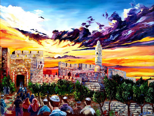 Tableau d'art juif Le chemin du kotel-Originaux Yehiel Attias