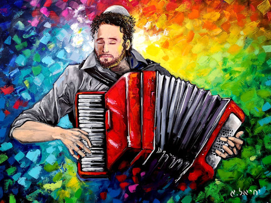 Tableau d'art juif L'accordéoniste-Originaux Yehiel Attias