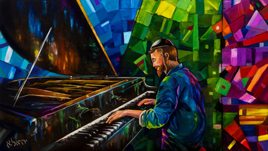 Tableau d'art juif Le pianiste-Originaux Yehiel Attias
