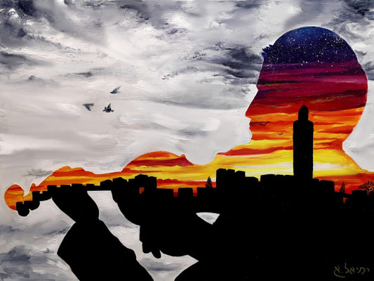 Tableau d'art juif Silhouette-Originaux Yehiel Attias